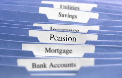 Pension written on a folder